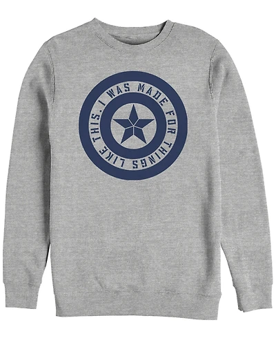 Marvel Men's Avengers Endgame Chest Shield I Was Made for Things Like This, Crewneck Fleece