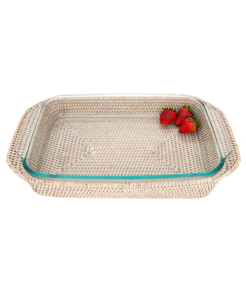 Artifacts Rattan Rectangular Baker Basket with Pyrex