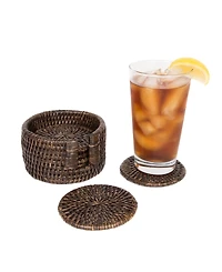 Artifacts Rattan Round Coasters - 7 Piece Set