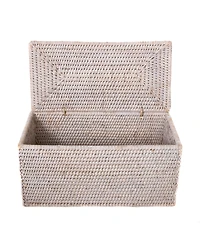Artifacts Rattan Rectangular Double Toilet Roll Holder with Hinged Lid