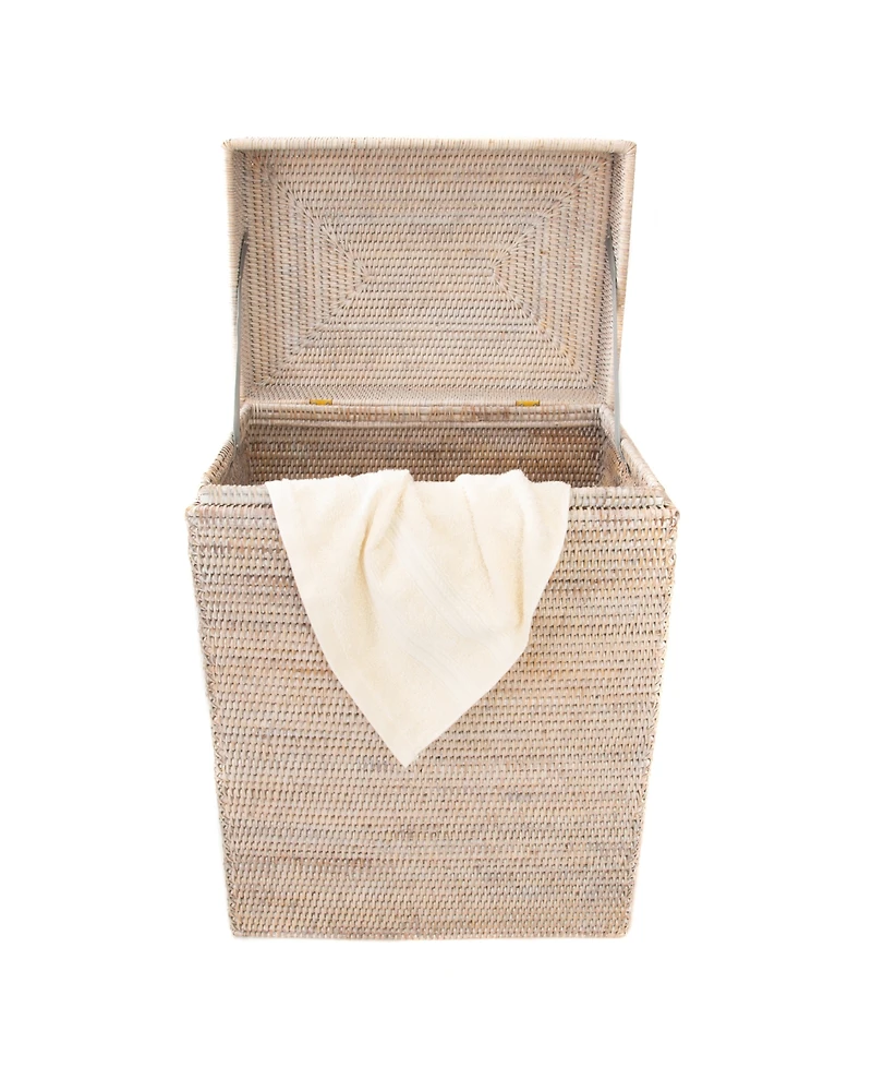 Artifacts Rattan Rectangular Hamper with Hinged Lid and Cloth Liner