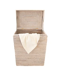 Artifacts Rattan Rectangular Hamper with Hinged Lid and Cloth Liner