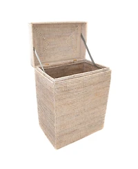 Artifacts Rattan Rectangular Hamper with Hinged Lid and Cloth Liner