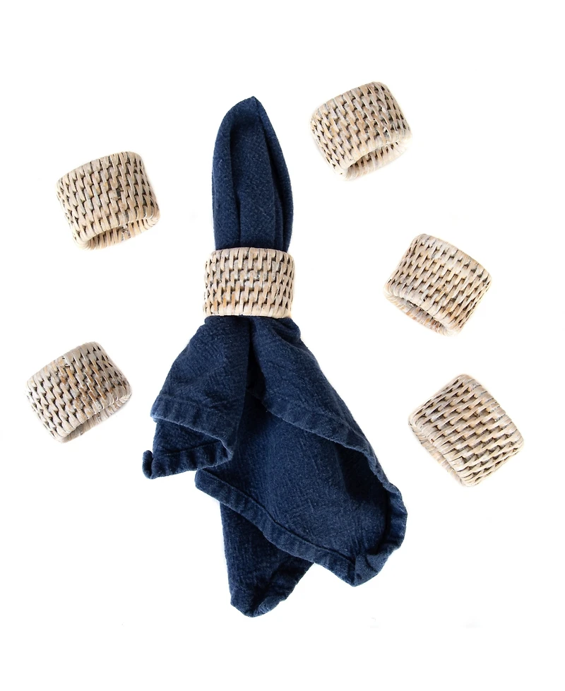 Artifacts Rattan 6-Piece Oval Napkin Ring Set