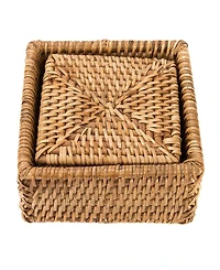 Artifacts Trading Company Rattan Square Coasters - 7 piece set