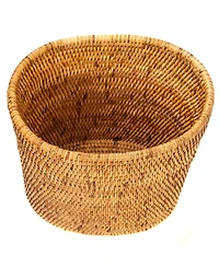 Artifacts Trading Company Rattan Oval Waste Basket with Metal Liner