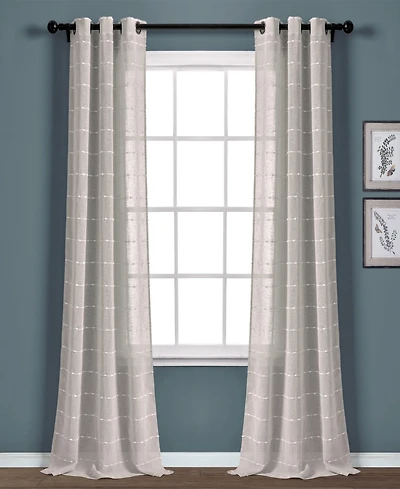 Lush Decor Farmhouse Textured Grommet Sheer Window Curtain Panels