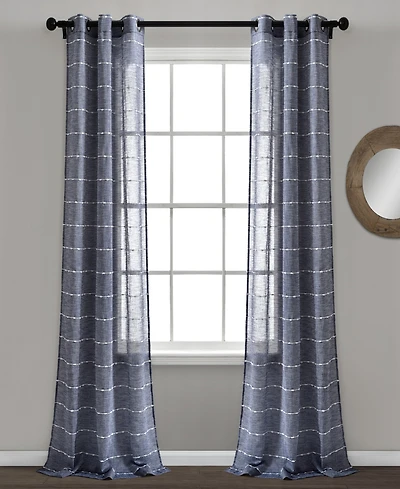 Lush Decor Farmhouse Textured Grommet Sheer Window Curtain Panels