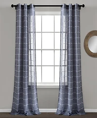 Lush Decor Farmhouse Textured Grommet Sheer Window Curtain Panels