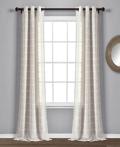 Lush Decor Farmhouse Textured Grommet Sheer Window Curtain Panels