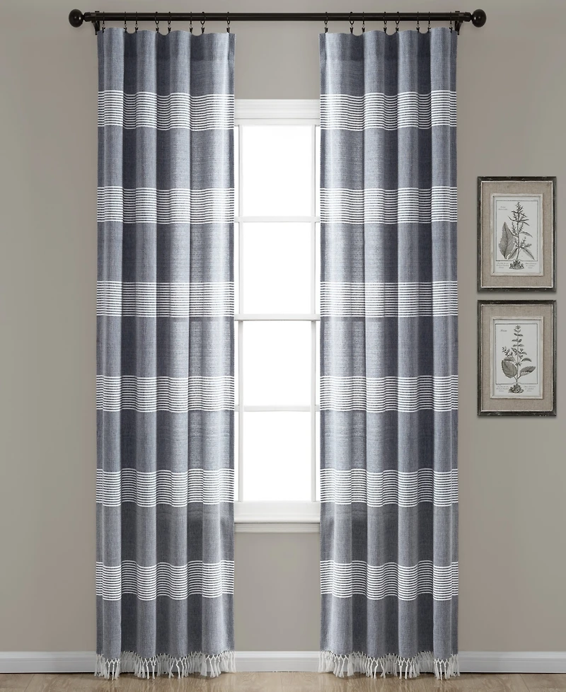 Lush Decor Tucker Stripe Yarn Dyed Cotton Knotted Tassel Window Curtain Panels