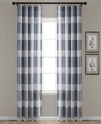 Lush Decor Tucker Stripe Yarn Dyed Cotton Knotted Tassel Window Curtain Panels