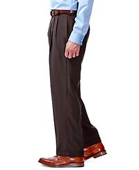 Haggar Men's Eclo Stria Classic Fit Pleated Hidden Expandable Waistband Dress Pants
