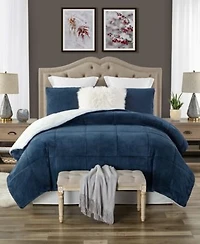Cathay Home Inc. Plush Faux Fur Sherpa Reversible Comforter Set