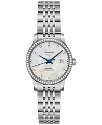 Longines Women's Swiss Automatic Record Collection Diamond (1/2 ct. t.w.) Stainless Steel Bracelet Watch 30mm