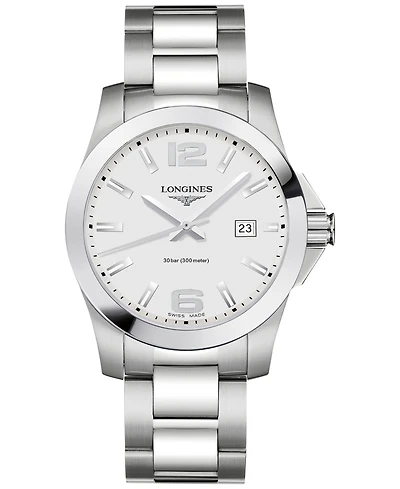 Longines Men's Swiss Conquest Stainless Steel Bracelet Watch 41mm
