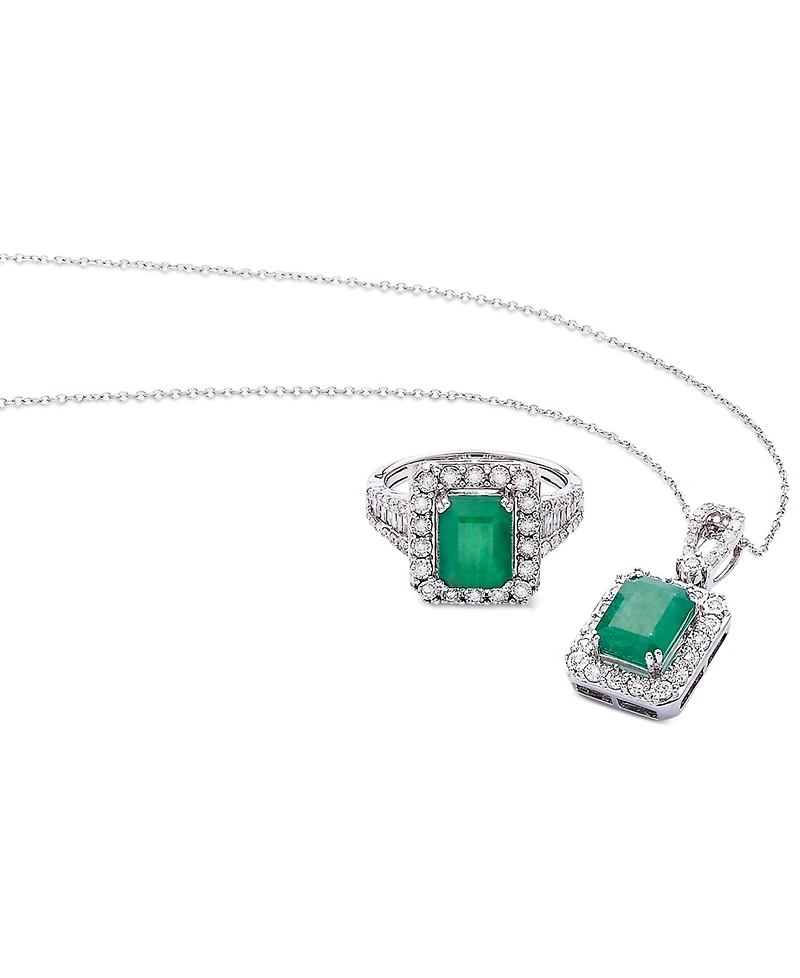 Effy Emerald (2-1/5 ct. t.w.) & Diamond (1/2 Ring 14k White Gold Yellow