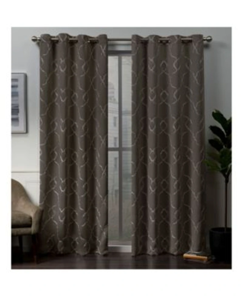 Exclusive Home Belmont Embroidered Woven Blackout Grommet Top Curtain Panel Pair