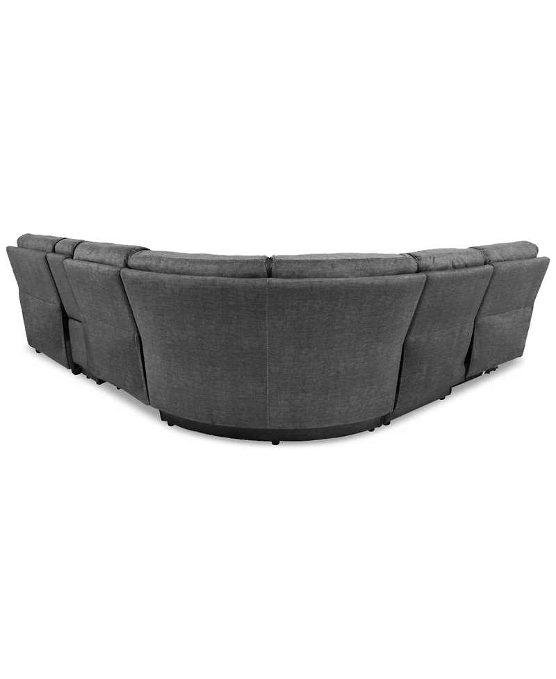 Closeout! Hutchenson 6-Pc. Fabric Chaise Sectional with 2 Power Recliners and Console