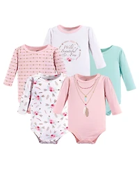 Little Treasure Baby Girls 5Pk Long Sleeve Bodysuits