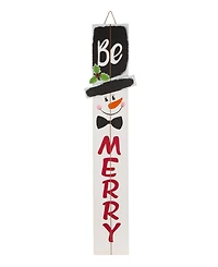 Glitzhome Wooden Snowman Porch Sign - Merry
