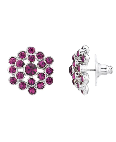 2028 Silver-Tone Button Earrings