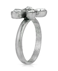 Pewter Crystal Butterfly Ring