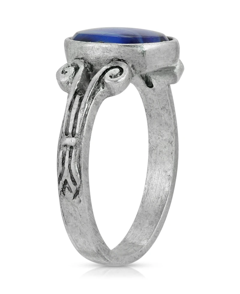 Silver Tone Round Center Ring