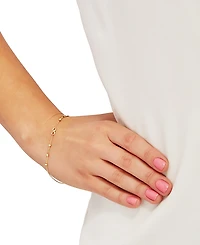 Diamond Infinity & Textured Bead Link Bracelet in 10k Gold