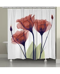 Laural Home Red Gentian X-ray Flowers Shower Curtain, 71" x 72"