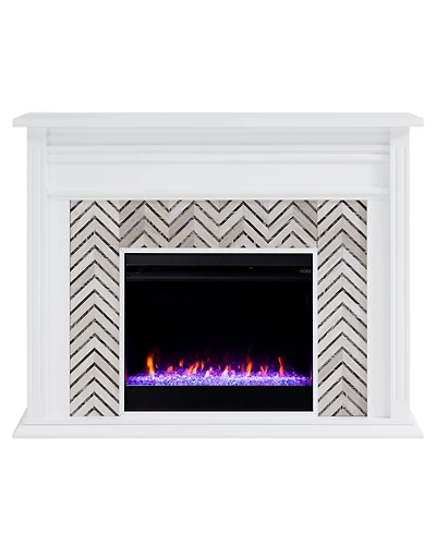 Southern Enterprises Elior Marble Tiled Color Changing Electric Fireplace
