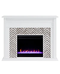 Southern Enterprises Elior Marble Tiled Color Changing Electric Fireplace