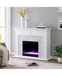 Southern Enterprises Anika Marble Tiled Color Changing Electric Fireplace