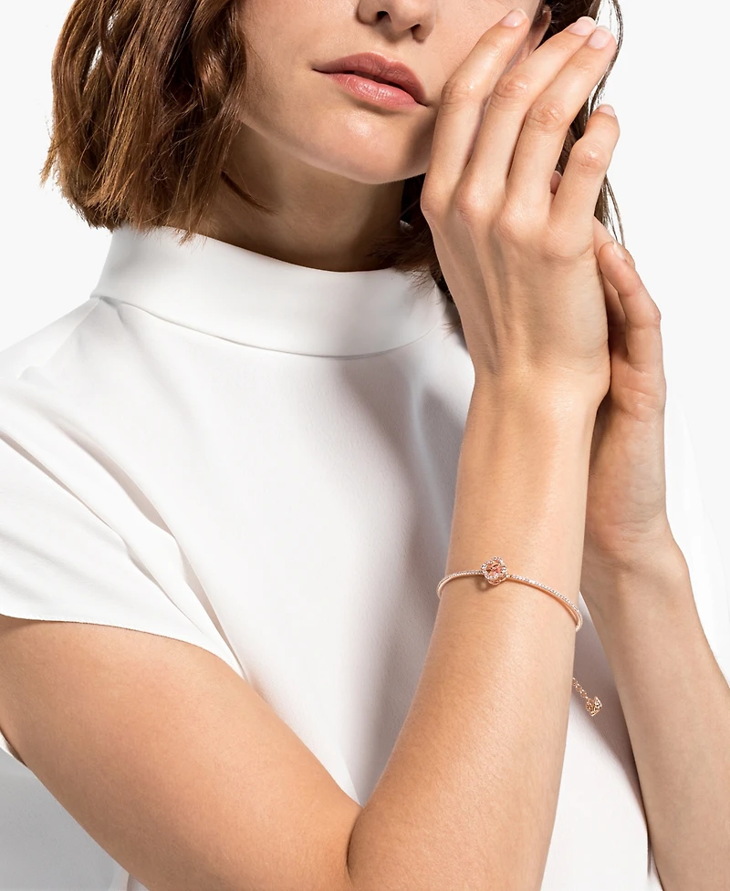 Swarovski Rose Gold-Tone Crystal Clover Bangle Bracelet