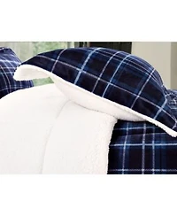 Elegant Comfort Plaid Micromink Sherpa Reversible Down Alternative Microsuede Comforter Sets