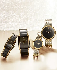 Rado Unisex Swiss Integral Diamond Accent Black Ceramic & Gold-Tone Stainless Steel Bracelet Watch 31x41mm R20204712