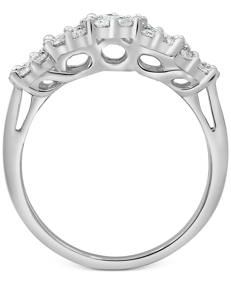 Forever Grown Diamonds Lab-Created Diamond Horizontal Cluster Statement Ring (1 ct. t.w.) in Sterling Silver