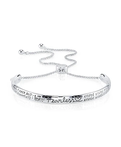 Unwritten "Fearless" Silver Plated Adjustable Bolo Bracelet