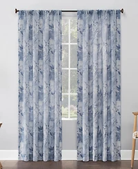 Hilary Watercolor Floral Linen Blend Semi-Sheer Rod Pocket Curtain Panel