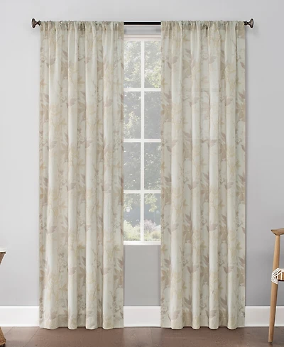Hilary Watercolor Floral Linen Blend Semi-Sheer Rod Pocket Curtain Panel