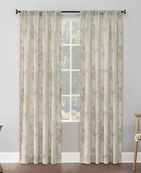 Hilary Watercolor Floral Linen Blend Semi-Sheer Rod Pocket Curtain Panel