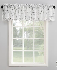 Delia Embroidered Floral Sheer Rod Pocket Curtain Valance