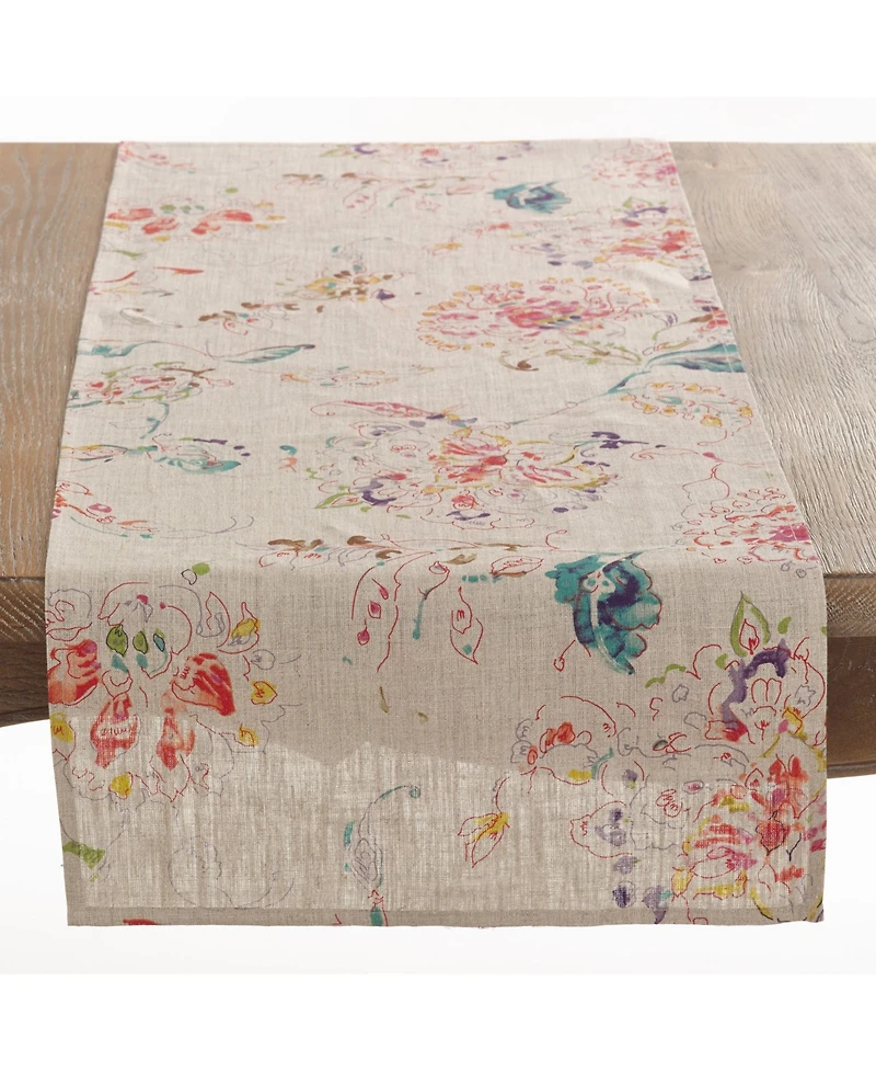 Saro Lifestyle Primavera Collection Printed Floral Design Table Runner