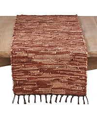Saro Lifestyle 100% Leather Runner with Chindi Design