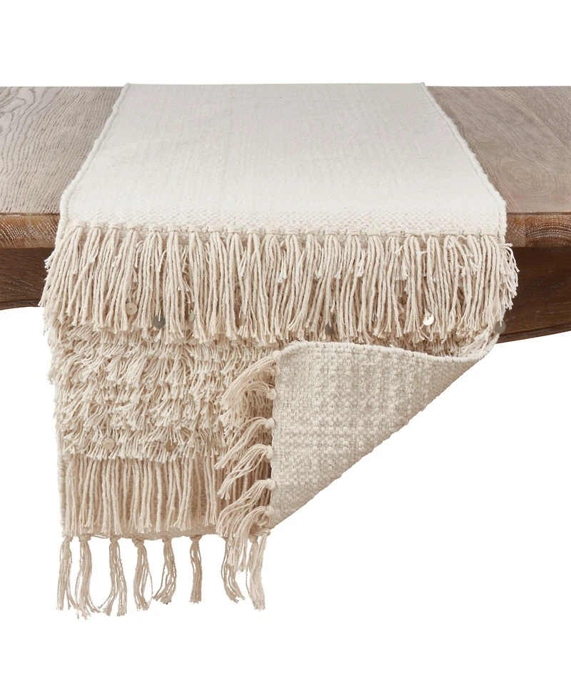Saro Lifestyle Cotton Table Runner with Sequin Moroccan Design