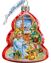 G.DeBrekht Nativity Santa Angel Glass Ornament