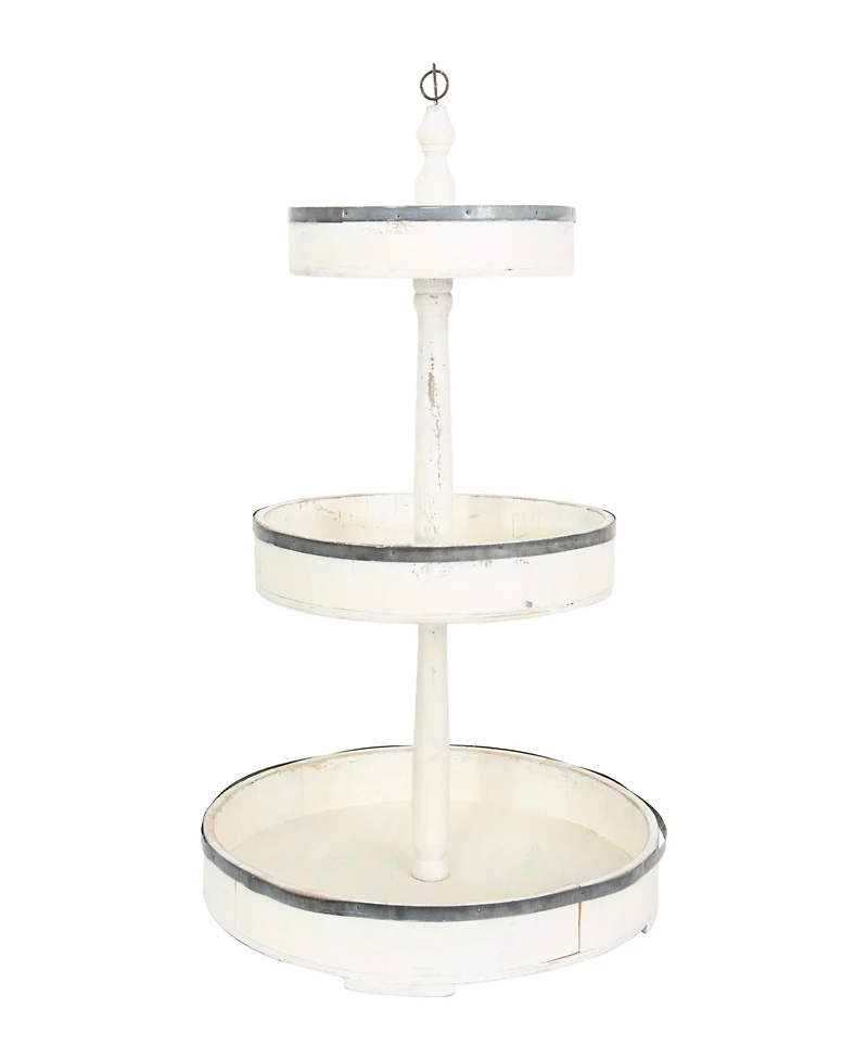 Storied Home Decorative Wood Tin 3 Tier Tray