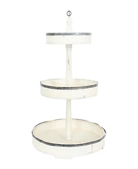 Storied Home Decorative Wood Tin 3 Tier Tray