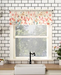 Rosalind Watercolor Floral Semi-Sheer Rod Pocket Kitchen Curtain Valance