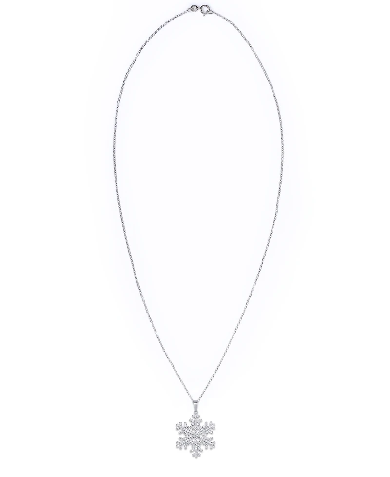 Cubic Zirconia Snowflake Pendant Necklace in Silver Plate